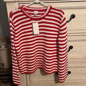 Red and White Striped Sweater